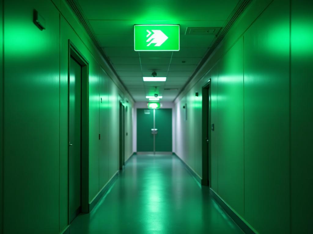 Emergency lighting testing and compliance inspection in a commercial building
